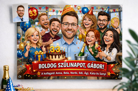 Egyedi karikatúrás akrilüveg kép fotó alapján