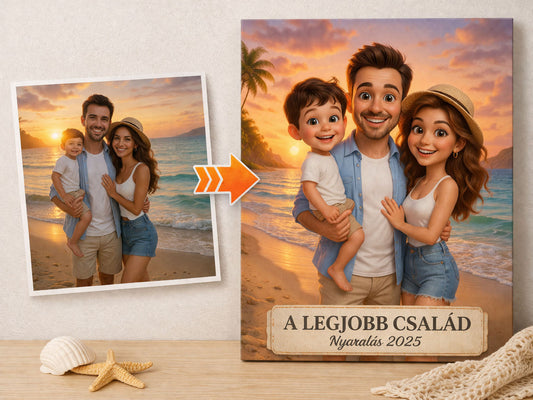 Karikatúra vászonkép fotó alapján