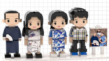 Egyedi fénykép alapján készült LEGO stílusú figurák, családi eseményekre