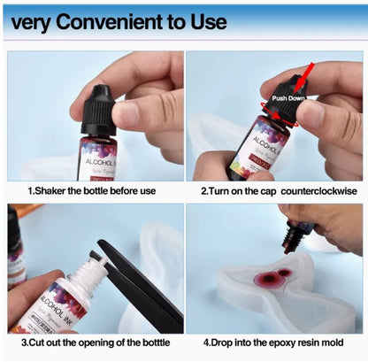DIY UV epoxigyanta ékszerkészítő készlet – 10 ml műfesték alkoholgyanta pigment folyékony színező festék tinta diffúzió
